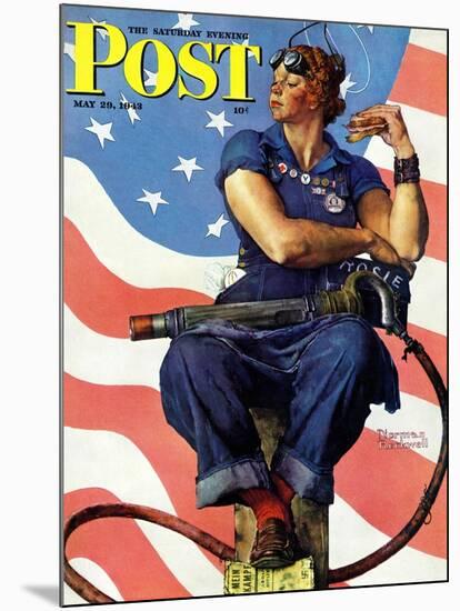 "Rosie the Riveter" Saturday Evening Post Cover, May 29,1943-Norman Rockwell-Mounted Giclee Print