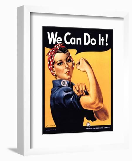 Rosie the Riveter We Can Do It-J^ Howard Miller-Framed Art Print