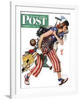 "Rosie to the Rescue" Saturday Evening Post Cover, September 4,1943-Norman Rockwell-Framed Giclee Print