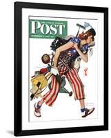 "Rosie to the Rescue" Saturday Evening Post Cover, September 4,1943-Norman Rockwell-Framed Giclee Print