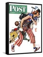 "Rosie to the Rescue" Saturday Evening Post Cover, September 4,1943-Norman Rockwell-Framed Stretched Canvas