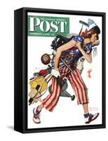 "Rosie to the Rescue" Saturday Evening Post Cover, September 4,1943-Norman Rockwell-Framed Stretched Canvas