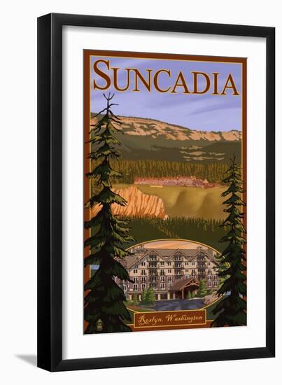 Roslyn, Washington, Suncadia Resort Scene-Lantern Press-Framed Art Print