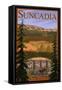 Roslyn, Washington, Suncadia Resort Scene-Lantern Press-Framed Stretched Canvas