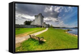 Ross Castle with Empty Bench near Killarney, Co. Kerry Ireland-Patryk Kosmider-Framed Stretched Canvas