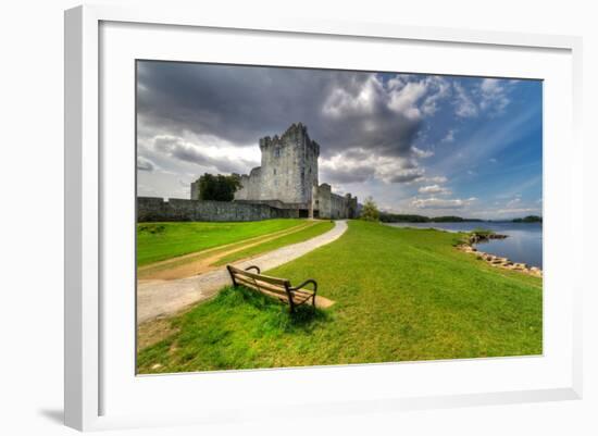 Ross Castle with Empty Bench near Killarney, Co. Kerry Ireland-Patryk Kosmider-Framed Photographic Print