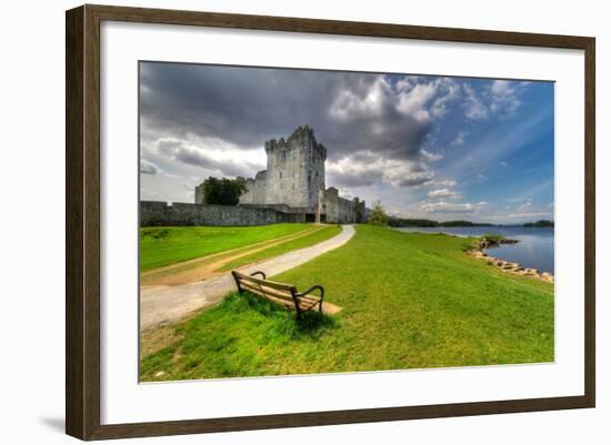 Ross Castle with Empty Bench near Killarney, Co. Kerry Ireland-Patryk Kosmider-Framed Photographic Print