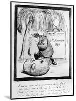 Rossetti Lamenting the Death of His Wombat, 1869 (Pen and Ink on Paper)-Dante Gabriel Rossetti-Mounted Premium Giclee Print