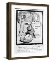 Rossetti Lamenting the Death of His Wombat, 1869 (Pen and Ink on Paper)-Dante Gabriel Rossetti-Framed Giclee Print