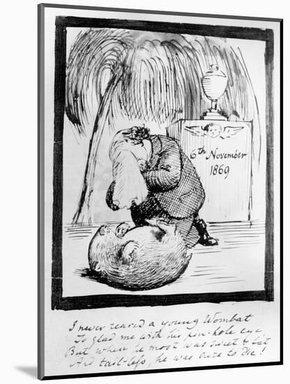 Rossetti Lamenting the Death of His Wombat, 1869 (Pen and Ink on Paper)-Dante Gabriel Rossetti-Mounted Giclee Print