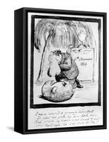 Rossetti Lamenting the Death of His Wombat, 1869 (Pen and Ink on Paper)-Dante Gabriel Rossetti-Framed Stretched Canvas