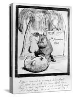 Rossetti Lamenting the Death of His Wombat, 1869 (Pen and Ink on Paper)-Dante Gabriel Rossetti-Stretched Canvas