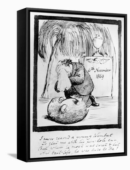 Rossetti Lamenting the Death of His Wombat, 1869 (Pen and Ink on Paper)-Dante Gabriel Rossetti-Framed Stretched Canvas