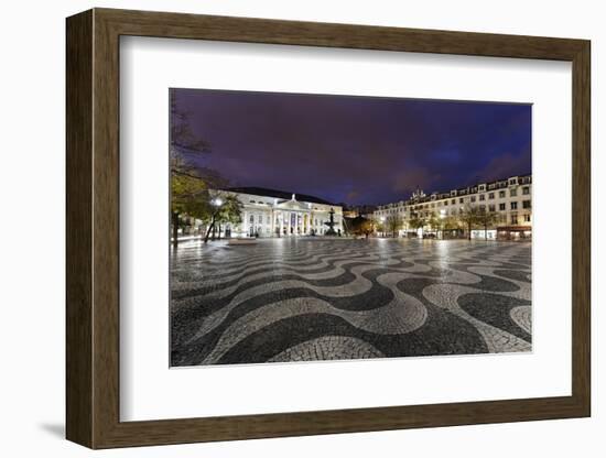 Rossio Square, Night Photography, Lisbon, Portugal-Axel Schmies-Framed Photographic Print