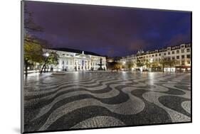 Rossio Square, Night Photography, Lisbon, Portugal-Axel Schmies-Mounted Photographic Print
