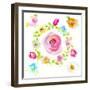 Rosy Floral Wreath-Patricia Pinto-Framed Art Print