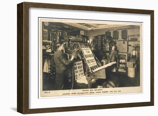 Rotary Bill Machines Printing off Copies of the Evening News to Celebrate the 10000th Edition-null-Framed Art Print