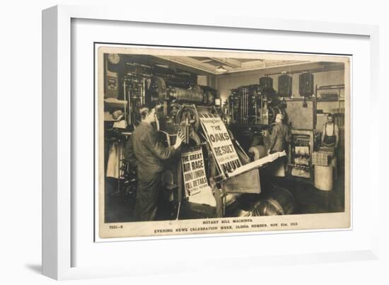 Rotary Bill Machines Printing off Copies of the Evening News to Celebrate the 10000th Edition-null-Framed Art Print