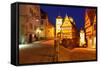 Rothenburg Ob Der Tauber at Night, Bavaria, Germany-Zoom-zoom-Framed Stretched Canvas