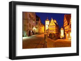 Rothenburg Ob Der Tauber at Night, Bavaria, Germany-Zoom-zoom-Framed Photographic Print