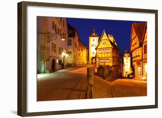 Rothenburg Ob Der Tauber at Night, Bavaria, Germany-Zoom-zoom-Framed Photographic Print