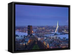 Rotterdam and Erasmus Bridge from Euromast Tower, Rotterdam, Holland-Michele Falzone-Framed Stretched Canvas