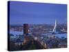 Rotterdam and Erasmus Bridge from Euromast Tower, Rotterdam, Holland-Michele Falzone-Stretched Canvas