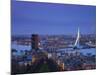 Rotterdam and Erasmus Bridge from Euromast Tower, Rotterdam, Holland-Michele Falzone-Mounted Photographic Print