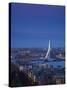 Rotterdam and Erasmus Bridge from Euromast Tower, Rotterdam, Holland-Michele Falzone-Stretched Canvas