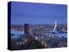 Rotterdam and Erasmus Bridge from Euromast Tower, Rotterdam, Holland-Michele Falzone-Stretched Canvas