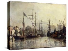 Rotterdam Harbour-Johan Barthold Jongkind-Stretched Canvas