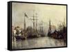 Rotterdam Harbour-Johan Barthold Jongkind-Framed Stretched Canvas