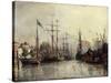 Rotterdam Harbour-Johan Barthold Jongkind-Stretched Canvas