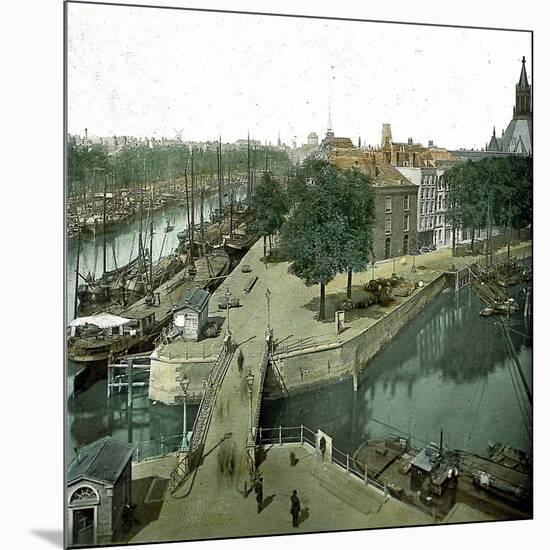 Rotterdam (Netherlands), the Leuvehaven and Scheepmakershaven Canals in 1883-Leon, Levy et Fils-Mounted Photographic Print