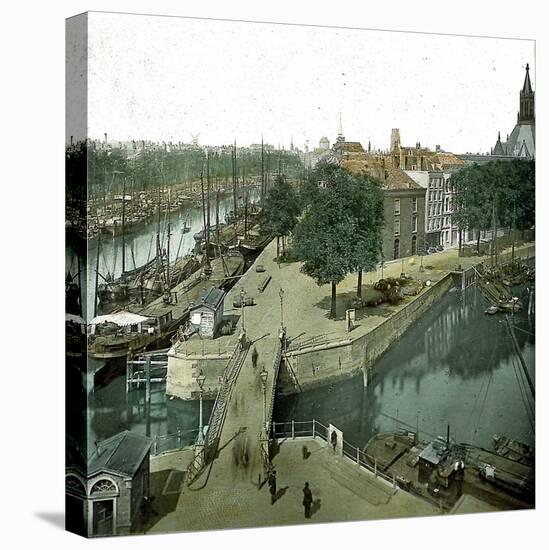 Rotterdam (Netherlands), the Leuvehaven and Scheepmakershaven Canals in 1883-Leon, Levy et Fils-Stretched Canvas