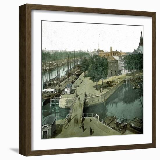 Rotterdam (Netherlands), the Leuvehaven and Scheepmakershaven Canals in 1883-Leon, Levy et Fils-Framed Photographic Print