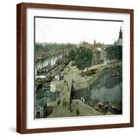 Rotterdam (Netherlands), the Leuvehaven and Scheepmakershaven Canals in 1883-Leon, Levy et Fils-Framed Photographic Print