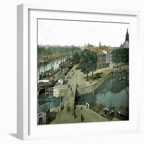 Rotterdam (Netherlands), the Leuvehaven and Scheepmakershaven Canals in 1883-Leon, Levy et Fils-Framed Photographic Print