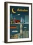 Rotterdam - Retro Skyline - Lantern Press Artwork-Lantern Press-Framed Art Print