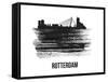 Rotterdam Skyline Brush Stroke - Black II-NaxArt-Framed Stretched Canvas