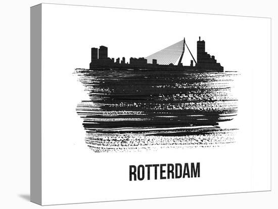 Rotterdam Skyline Brush Stroke - Black II-NaxArt-Stretched Canvas