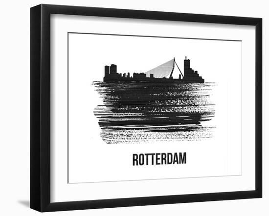 Rotterdam Skyline Brush Stroke - Black II-NaxArt-Framed Art Print