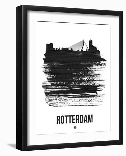 Rotterdam Skyline Brush Stroke - Black-NaxArt-Framed Art Print