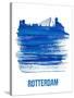 Rotterdam Skyline Brush Stroke - Blue-NaxArt-Stretched Canvas