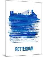 Rotterdam Skyline Brush Stroke - Blue-NaxArt-Mounted Art Print