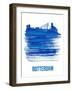 Rotterdam Skyline Brush Stroke - Blue-NaxArt-Framed Art Print