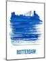 Rotterdam Skyline Brush Stroke - Blue-NaxArt-Mounted Art Print
