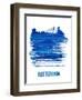 Rotterdam Skyline Brush Stroke - Blue-NaxArt-Framed Art Print