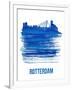 Rotterdam Skyline Brush Stroke - Blue-NaxArt-Framed Art Print