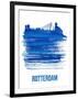 Rotterdam Skyline Brush Stroke - Blue-NaxArt-Framed Art Print